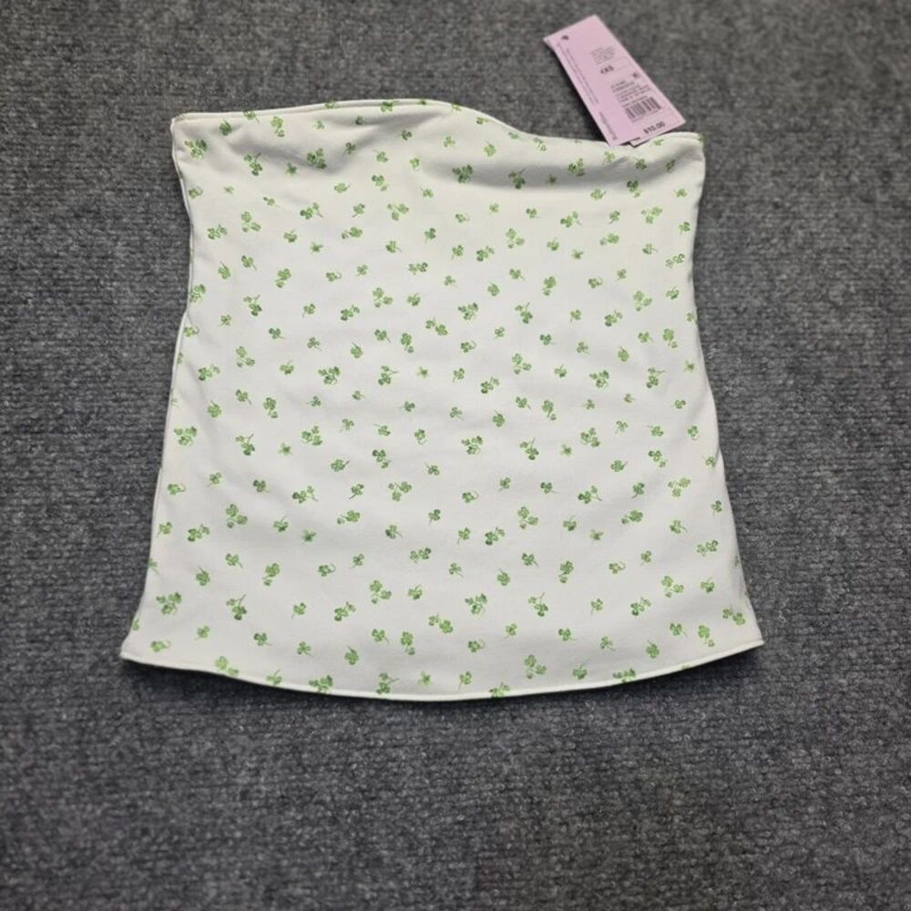 Women’s Reversible Strapless Tube Top Green Floral XXS